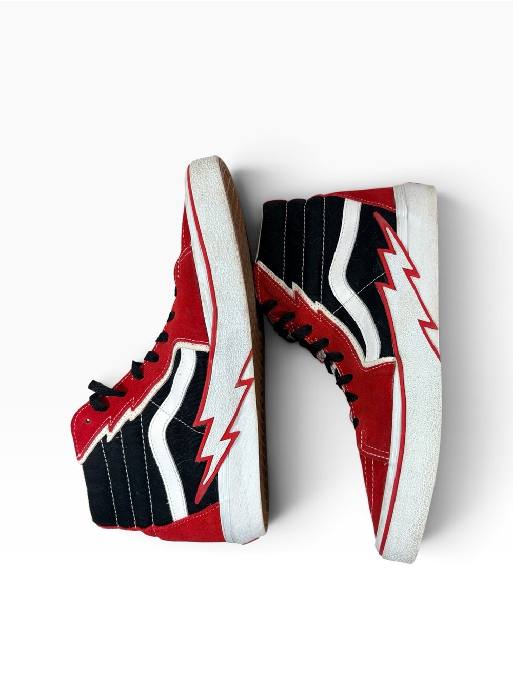 Vans Sk8 Hi Bolt Racing Red Black White Sneakers M-10.5 W-12 - Picture 6 of 9